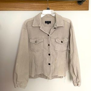 Corduroy Jacket with Frayed Hem